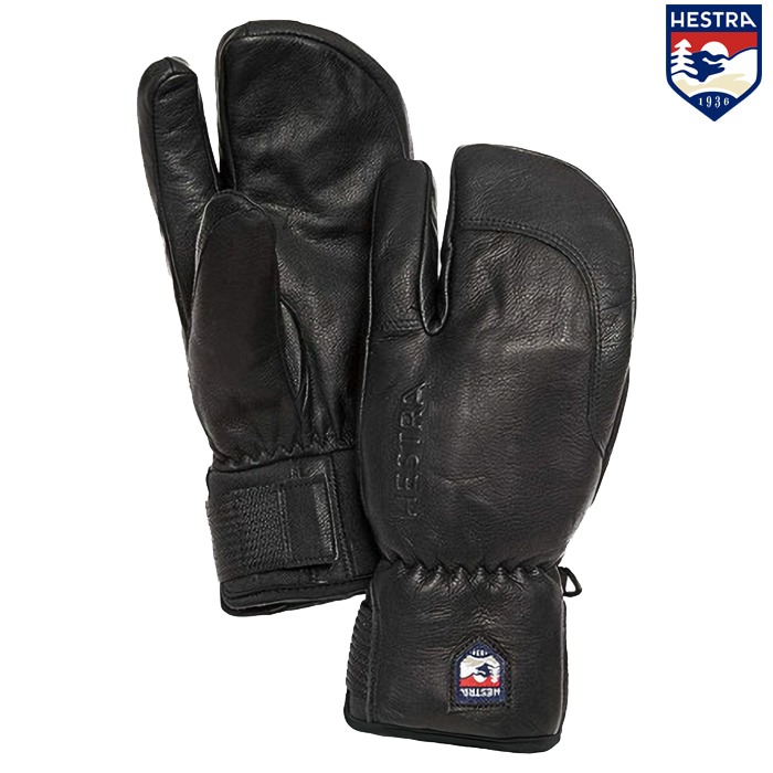 헤스트라 스키장갑 3-Finger Full Leather Short Black 2223